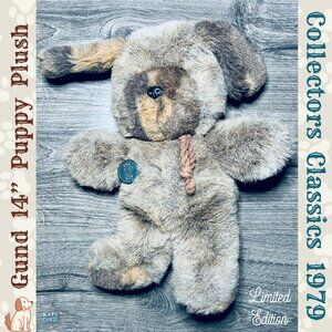 Vintage Gund Brown Puppy Dog Tags Plush Collectors Classics Limited Edition 1979